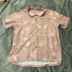 Kahala Men's Short Sleeve XL Hawaiian Button‎ Shirt ELIGE 'OPIHI Design Coral